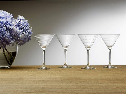 Mikasa Cheers 10-Ounce Martini Glasses, Fun Etched Designs, Durable Clear Glass - Image 4