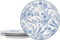 Bico Blue Garden Toile De Jouy Dinner Plates Set of 4, 11 Inch Large Ceramic Plates for Pasta, Steak, Stylish Serving Dishes, Microwave and Dishwasher Safe, Gift for Housewarming and Thanksgiving