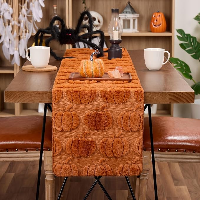 Caramel Pumpkins Halloween Table Runner Seasonal Autumn Kitchen Dining Table - Image 6