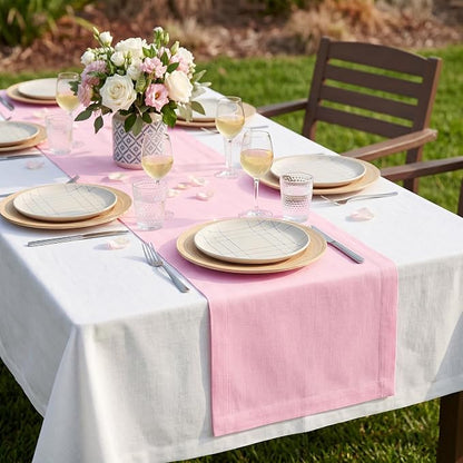 Solino Home 100% Pure Linen Table Runner Pink Lemonade, Fete 14 x 90 in | Table - Image 2