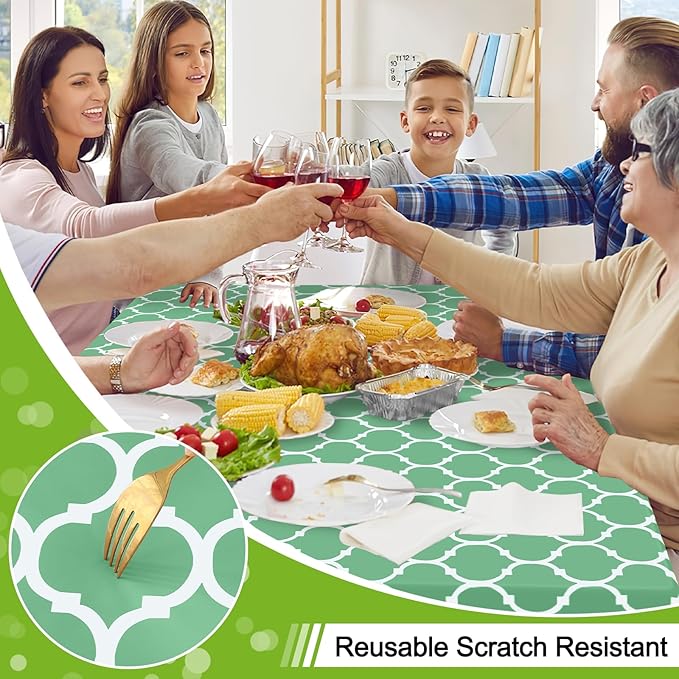 Smiry Rectangle Table Cloth, Waterproof Vinyl Tablecloth with Flannel Backing for Rectangle Tables, Wipeable Spillproof Plastic Tablecloths for Dining, Camping and Indoor (60"x120", Sage Green)