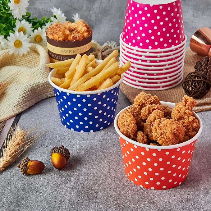 150 Pack 8 oz Ice Cream Cups, Disposable Paper Dessert Cups | three color - Image 5