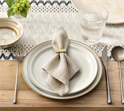 Macrame Side Trim Boho Woven Table Runner, Handmade Feel Ivory Cotton Base - Image 2
