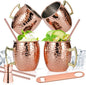 Amrules Moscow Mule Mugs Set of 4, 16 OZ Hammered Copper Cups by Amrules