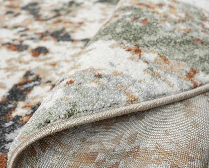 Keen Home Design Area Rugs - 5ft Round Non-Shedding, Abstract Rugs for Kitchen, Living Room, Bedroom, Dining Room, Entryway - Size: 5'3" Round, Multi