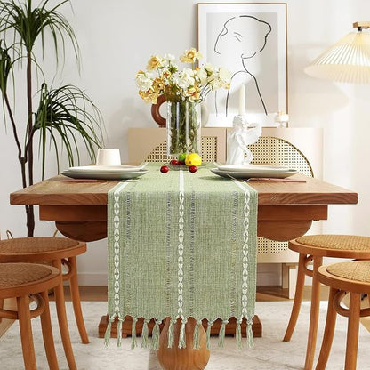 Rustic Boho Table Runner, Linen Table Runner, Farmhouse Table Runners 72 Inches - Image 2