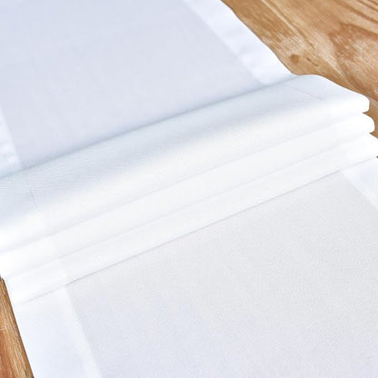 NEWISHER Farmhouse Rustic Faux Linen Solid White Table Runner 13x60inch | White - Image 5