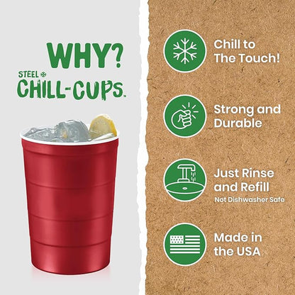 Steel Chill Cups 16 oz. Durable & Reusable Party Cups, 100% recyclable - Image 2