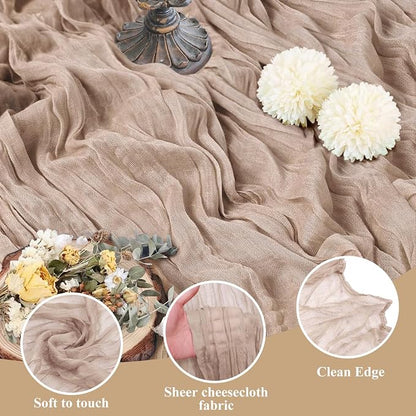 Asee'm 12pcs Nude Pink Cheesecloth Table Runner Summer Boho Rustic 10FT | Fall - Image 3