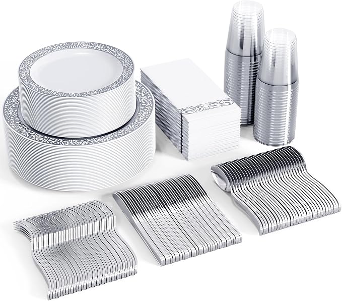FOCUSLINE 350 Ct Silver Dinnerware Set by FOCUSLINE