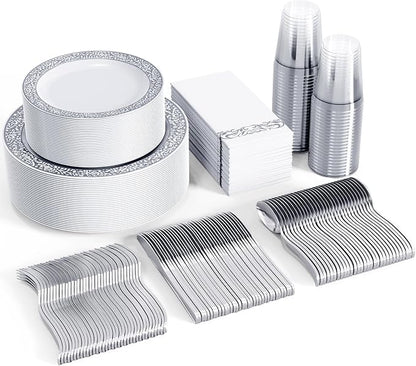 FOCUSLINE 350 Ct Silver Dinnerware Set by FOCUSLINE