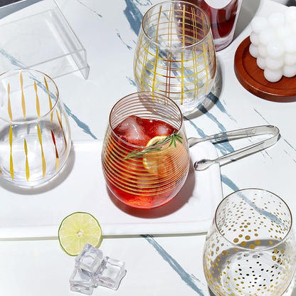 Joeyan Hand Blown Stemless Wine Glasses - Image 3