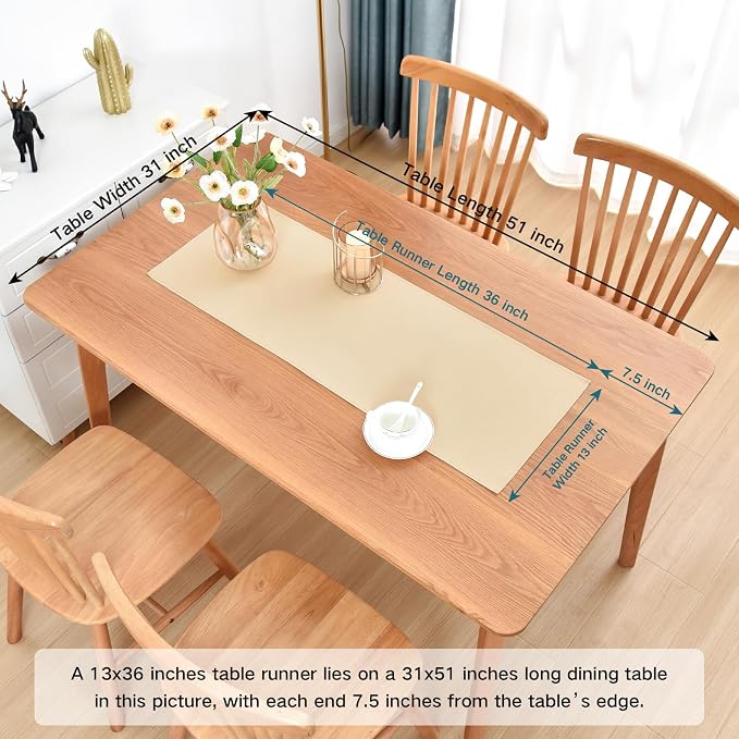 Faux Linen Small Table Runner Water Resistant 13 x 36 in, Coffee Table Runner - Image 2