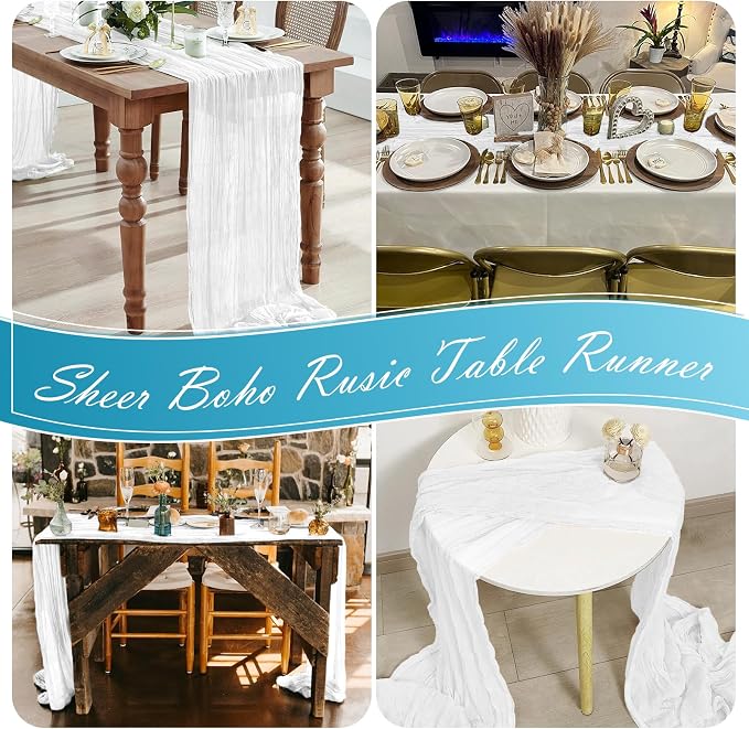 15 Pack White Cheesecloth Table Runner 17 x 108 inch Cheese Cloth Table Runners - Image 7
