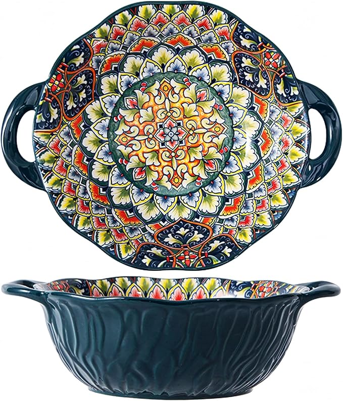 2 Pack Boho Ceramic Serving Bowls by XKXKKE