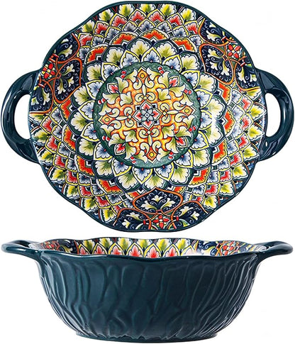2 Pack Boho Ceramic Serving Bowls by XKXKKE