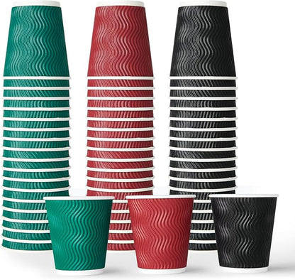 MUCHII 10 oz Insulated Paper Coffee Cups, Disposable, Ripple Design by MUCHII