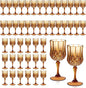 XUWAIDSGN 7oz Plastic Vintage Wine Glasses Drinking Glasses Unbreakable Wedding Glassware Crystal Water Goblets Reusable Drinkware Vintage Champagne Flutes (48, Brown)