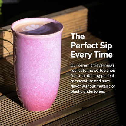 NOVA CERAMICS Coffee Travel Mug – Cup Holder Friendly Travel Mug– Microwave & - Image 4