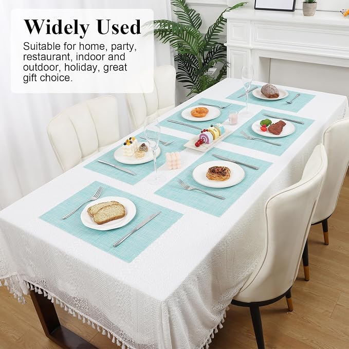 SHACOS Placemats Set of 6 Woven Vinyl Place Mats Wipeable Heat Resistant - Image 7