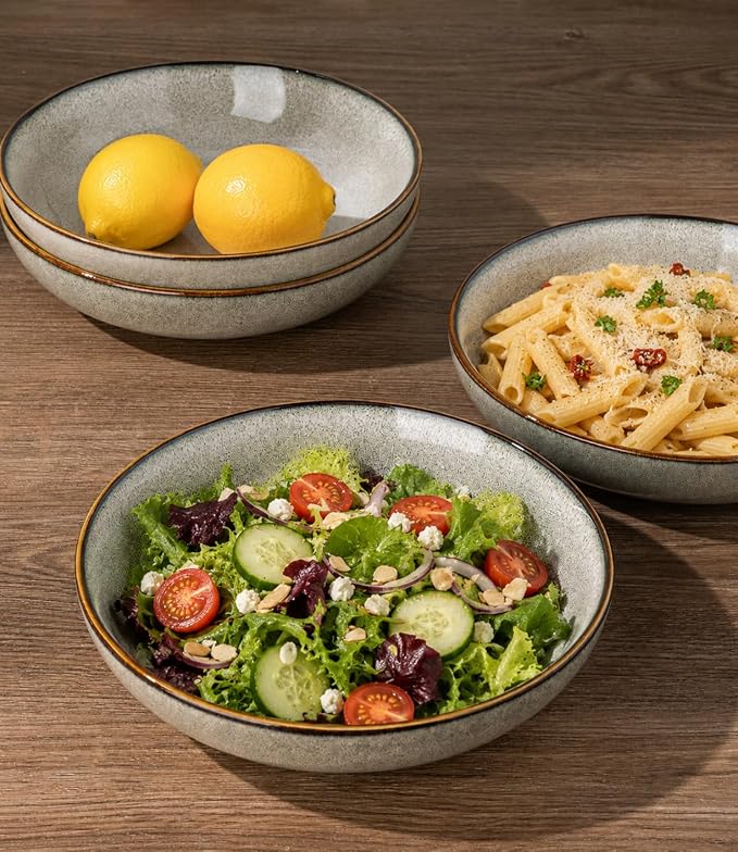 AmorArc 8.5’’ Ceramic Pasta Bowls Set of 6, 36oz Large Stoneware Bowls Set | - Image 4