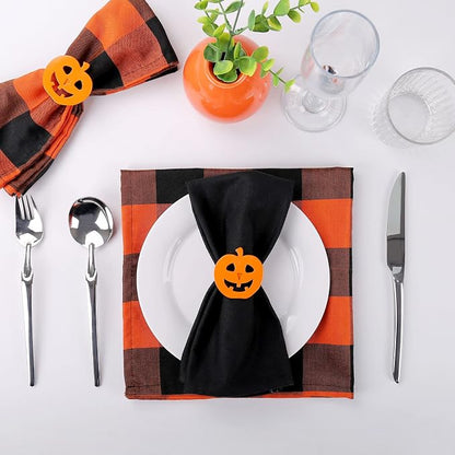 wonlex Halloween Pumpkin Napkin Rings Set of 12, Harvest Festival, Halloween - Image 3