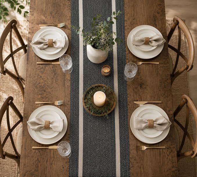 FAVE Woven Vinyl Table Runner 72x12 Inches Heat Resistant Table Runner | - Image 8
