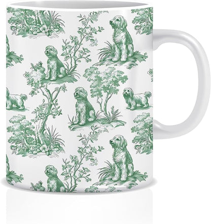 Chinoiserie Golden Doodle Mug, Grandmillennial Sausage Weiner Dog Coffee Tea by Unknown