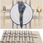 Winknowl Placemats Set of 6, Heat Resistant Stain Resistant Woven Vinyl Insulation Place mats, Durable Washable Elegant Table Mats for Kitchen Dining Table Decor (Geometric Beige)