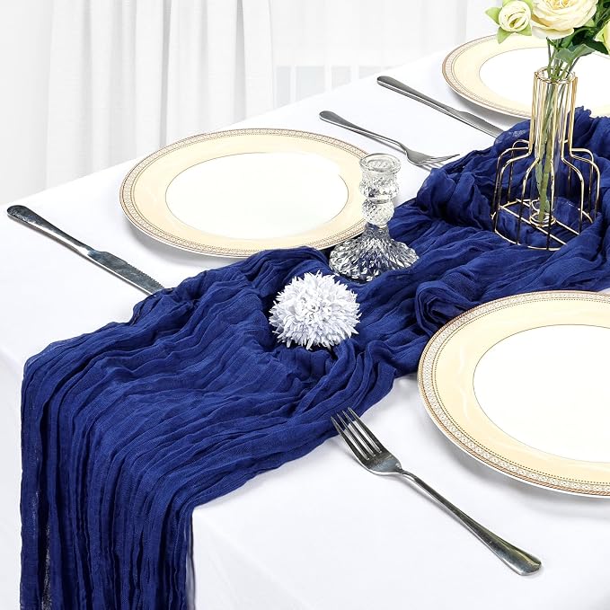 10 Pack 17 x 108 Inch Royal Blue Table Runner Cheesecloth | Gauze Cheese Cloth - Image 4