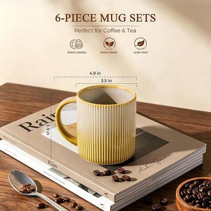 theterra Ceramic Coffee Mugs Set of 6, 14.2 oz Coffee Cups - Image 3