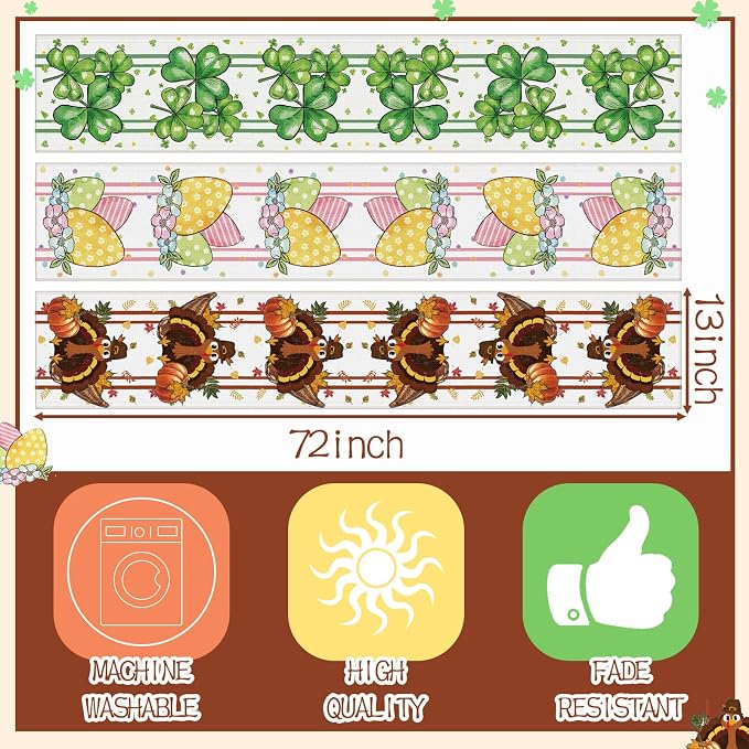 Honeydak 12 Pcs Holiday Table Runner Seasonal Farmhouse Table Decor 13 x 72 - Image 3