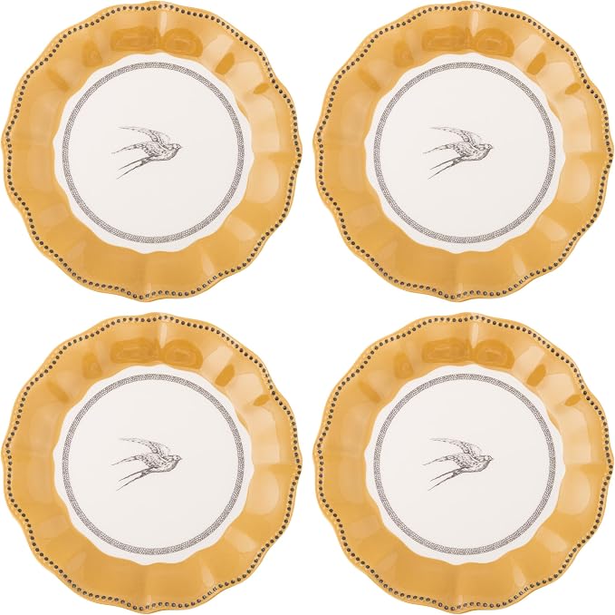 Karma, 8.75 inches Melamine Salad Plates Set of 4, Reusable Dishwasher Safe by KarmaGifts