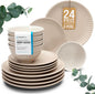 24 Piece Stoneware Dinnerware Set by PURELIVING