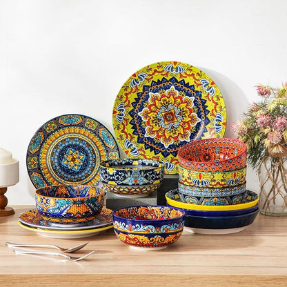 vancasso Cereal Bowls Set of 6, 28oz Porcelain Soup Bowls, Colorful | Bowls - Image 8