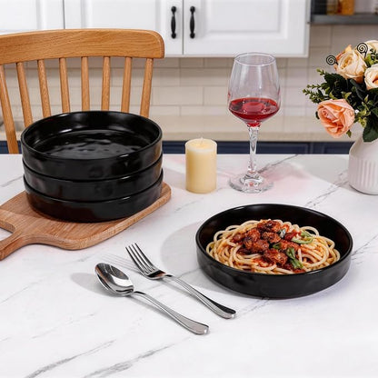 LIANYU 8.25’’ Pasta Bowls Set of 4, 33oz Large Wide Shallow Dinner Plates | - Image 7