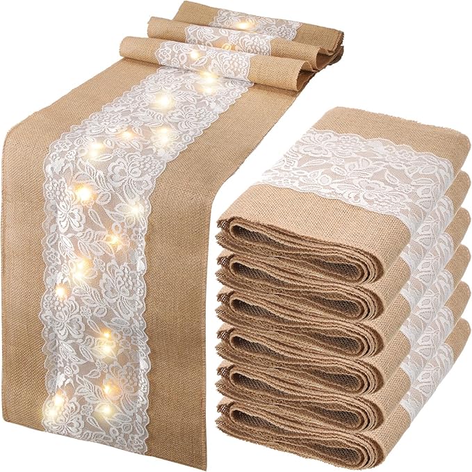 Xinnun 6 Pack Burlap Table Runner by Xinnun
