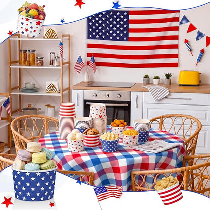 CHENGU 60 Pcs 4th of July Snack Cups 9 oz Patriotic Ice Cream Paper Bowls - Image 4