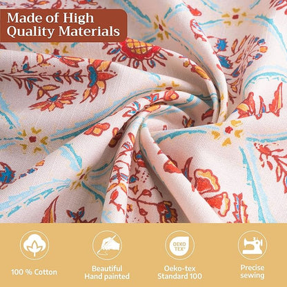 Maison d' Hermine Table Cloth Rectangle Table 100% Cotton 70 x 120 Inches Fall Tablecloth Reusable Everyday Use for Thanksgiving Christmas Decorations Dining Farmhouse Party (Romane)