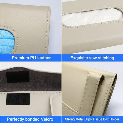 Car Tissue Holder, 2 Pack Sun Visor Napkin Holder, Premium PU Leather, Car Mask - Image 5