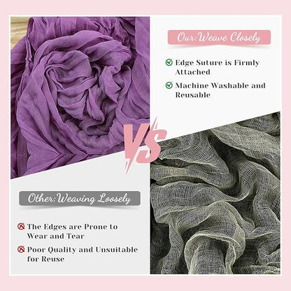 Purple Table Runner, 10 Ft 120 in Cheesecloth Table Runner, Rustic Table Runners for Wedding, Party, Bridal Shower, Spring Table Runners for Halloween Mardi Gras
