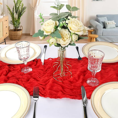 6 Pack 10Ft Red Cheesecloth Table Runner 23 x 120 Inch | Gauze Rustic Boho - Image 4