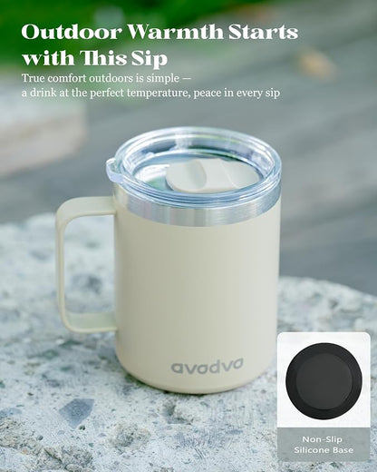 12oz Insulated Coffee Mug with Lid – Includes Two Lids, Stainless Steel Coffee - Image 6