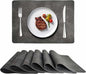 Cowhide Pattern PU Leather Placemats Set of 6 Heat Resistant Kitchen Table Mats, Non-Slip Dining Table Decorations, Double-Sides Waterproof Wipeable Place mats(Grey)