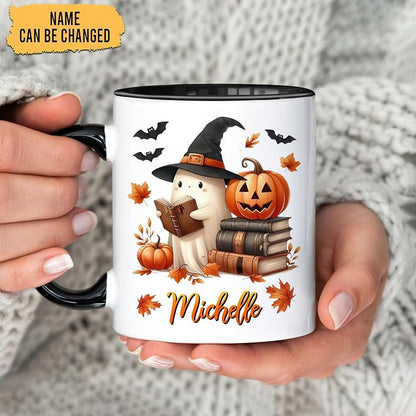 Hyturtle Personalized Cute Ghost Read Book Mug - Image 2
