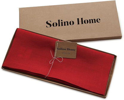 Solino Home 100% Pure Linen Table Runner Red, Fete 14 x 144 Inch Longch | Table - Image 5