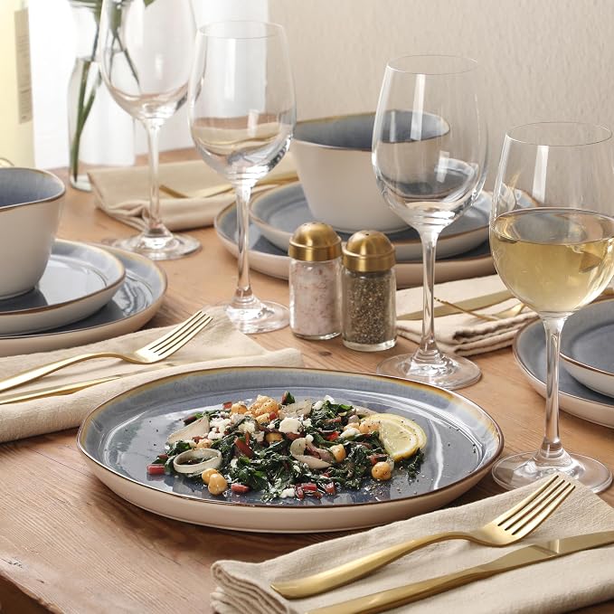 Gibson Elite Algeria River Plates and Bowls Sets, 12-Piece Stoneware Dinnerware - Image 2
