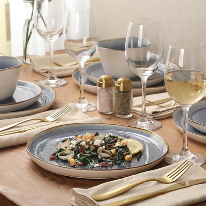 Gibson Elite Algeria River Plates and Bowls Sets, 12-Piece Stoneware Dinnerware - Image 2