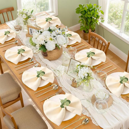 APTWOW Spring Napkin Rings Set of 12, Boho Eucalyptus Leaf Napkins Rings - Image 6