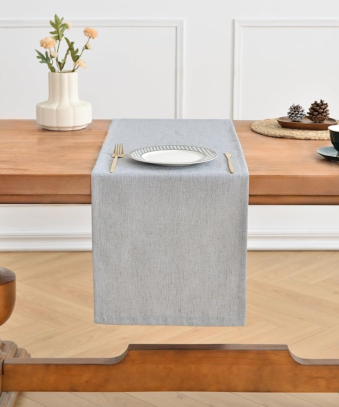 Wracra Linen Table Runner, Burlap Sliver Grey Table Runners 72 Inches Long | - Image 5